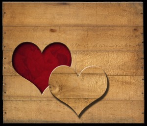 Heart Shape cut on Old Wooden Boards